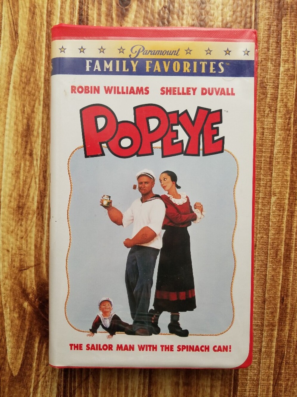 Popeye (Paramount) Classic Movie VHS Robin Williams Shelley Duvall Red Clamshell